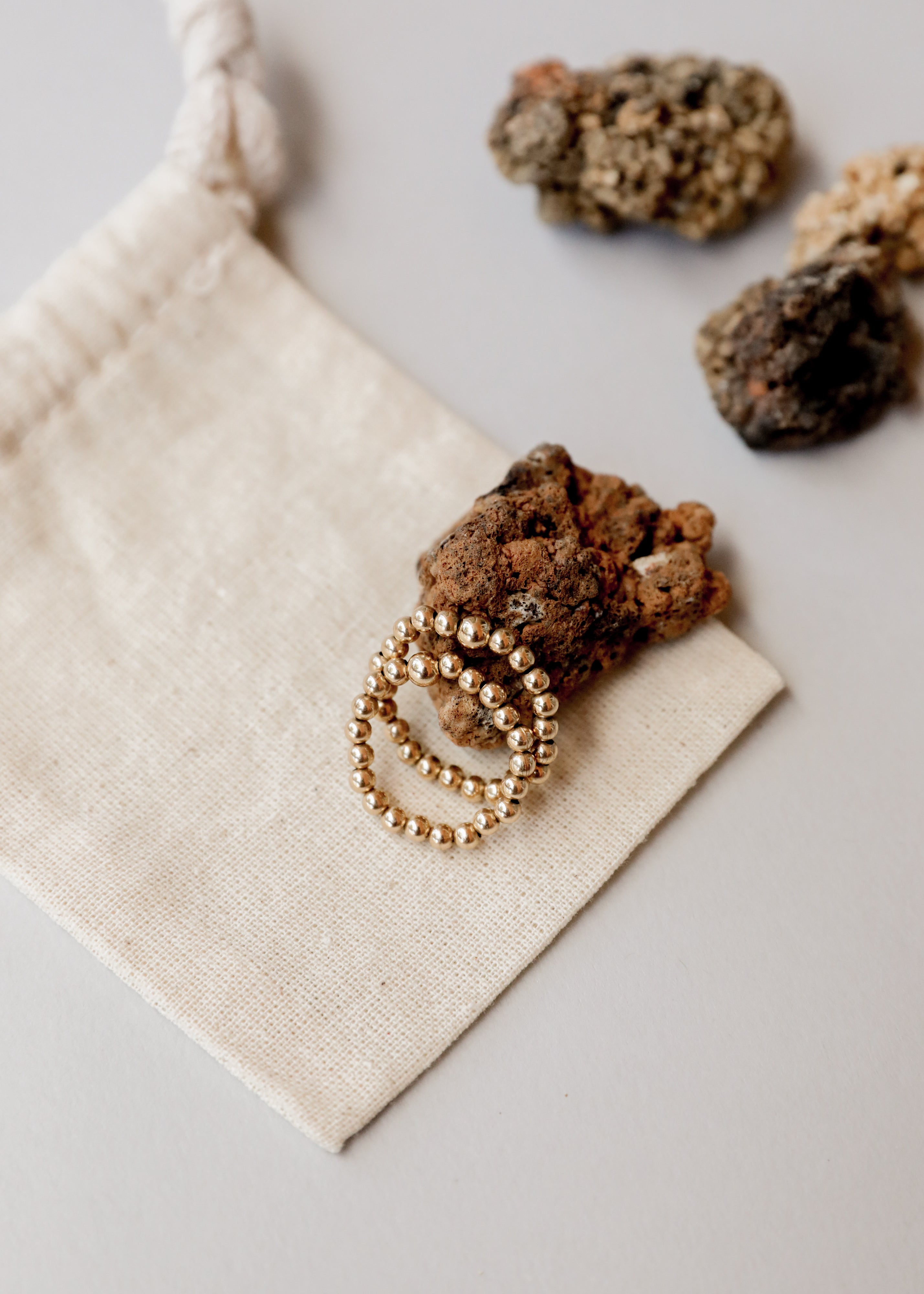 14k Gold Filled || Beaded Stretch Ring || Stackable by CanyonLeaf