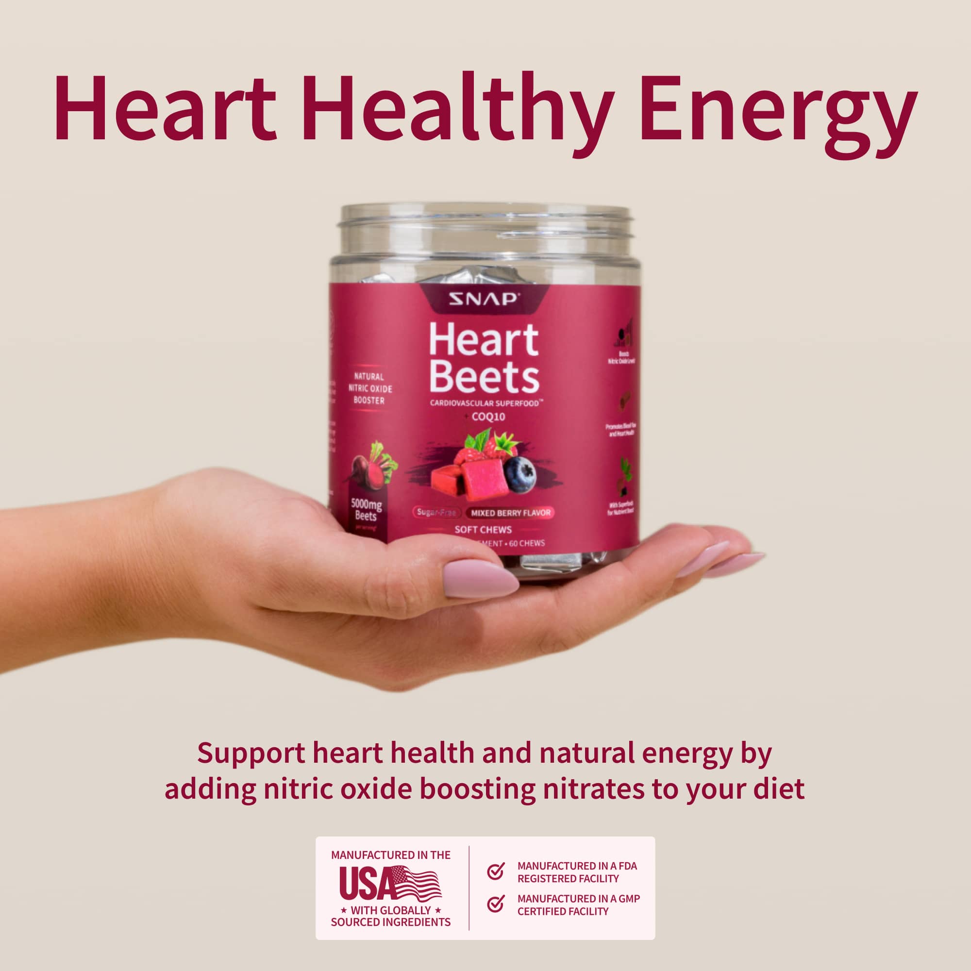 Heart Beets Chews - Buy 2, Get 1 FREE! by Snap Supplements