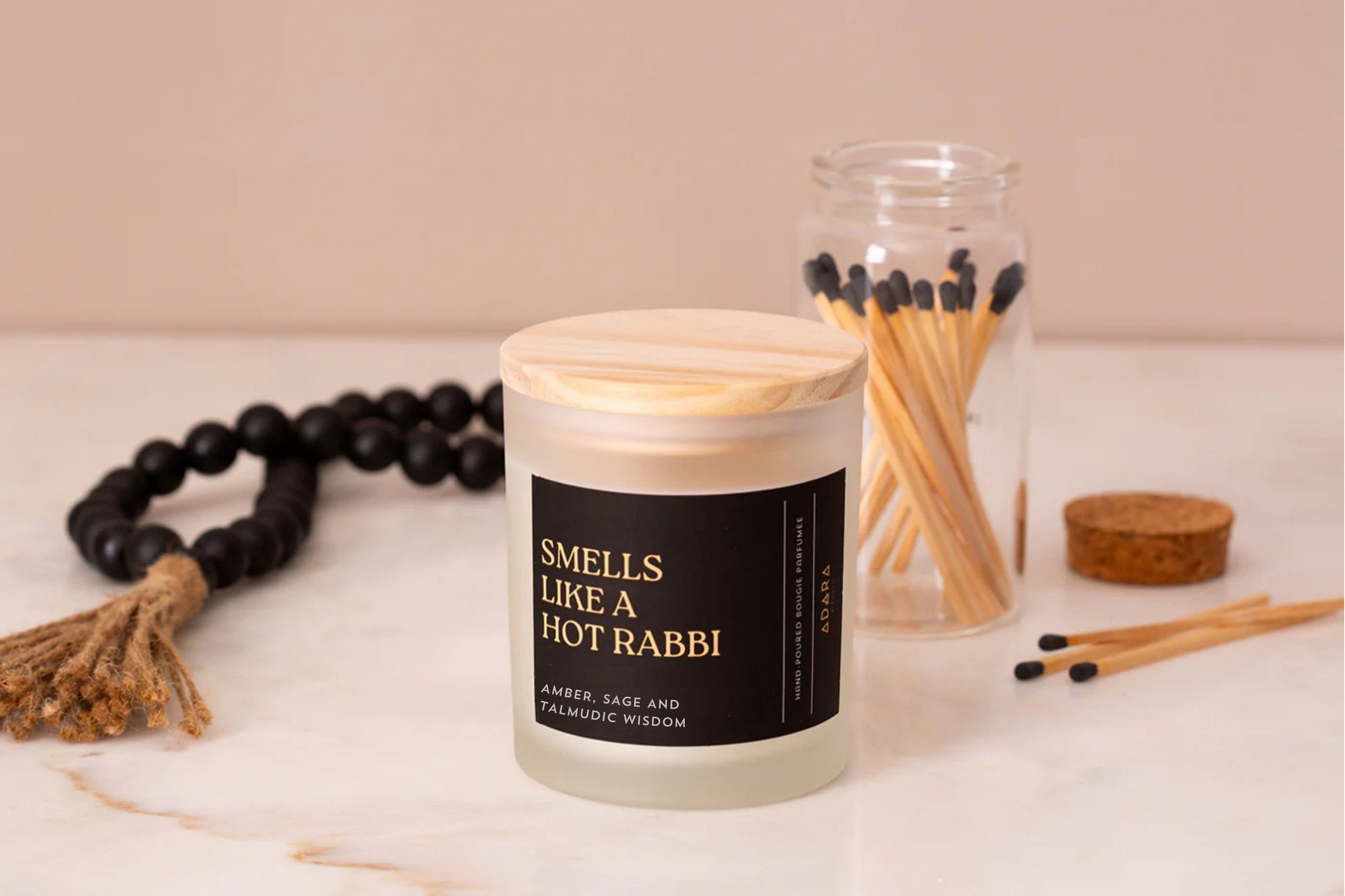 Smells Like A Hot Rabbi: Amber, Sage and Talmudic Wisdom Scented Candle by Adara Rituals