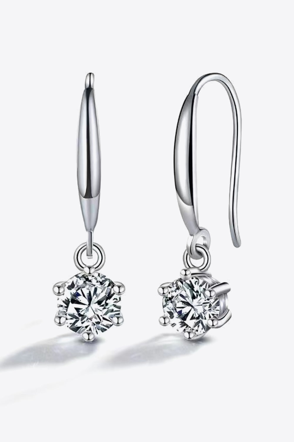 2 Carat Sparkala™ 6-Prong Drop Earrings (Platinum-Plated Fine Silver) by Sparkala