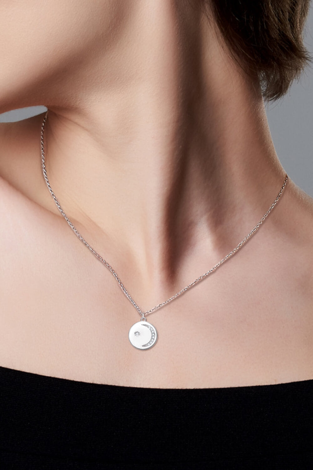 Sparkala™ Round Pendant Necklace (Platinum-Plated Fine Silver) by Sparkala