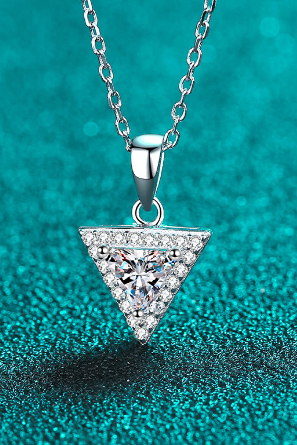 Rhodium-Plated Pure Sterling Silver Triangle Sparkala™ Pendant Necklace by Sparkala