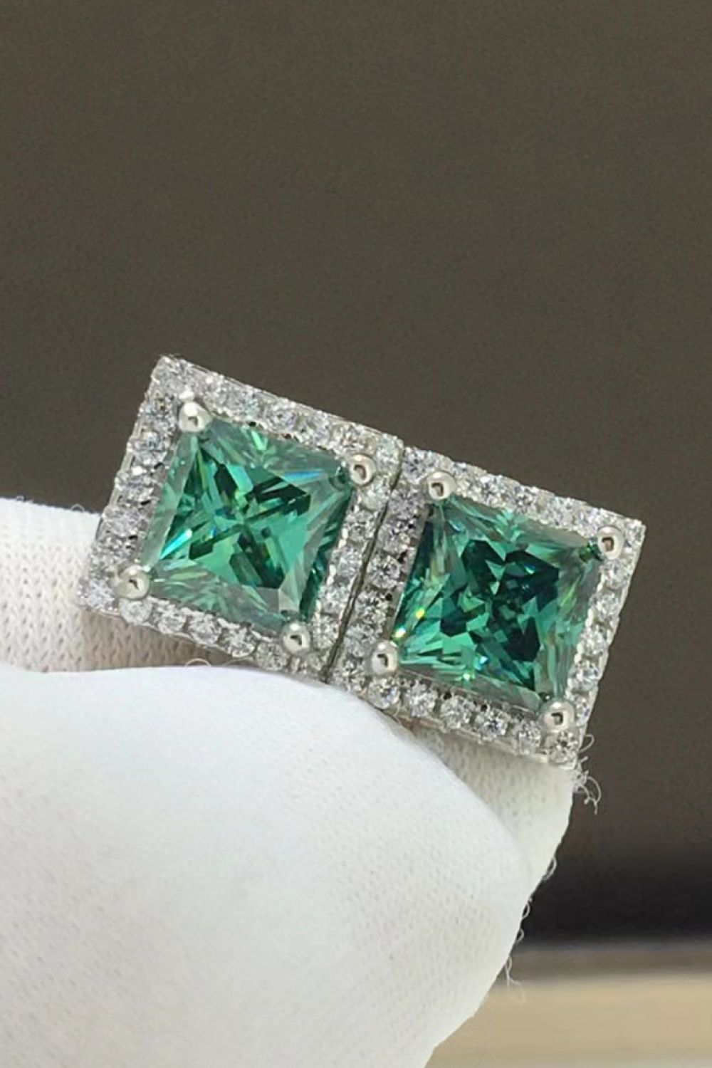 2 Carat Sparkala™ Square Stud Earrings (Platinum-Plated Fine Silver) by Sparkala