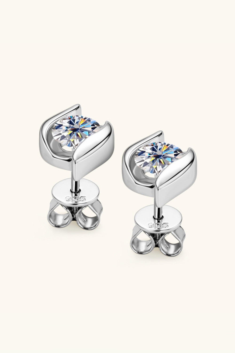 1 Carat Sparkala™ Platinum-Plated 925 Sterling Silver Stud Earrings by Sparkala
