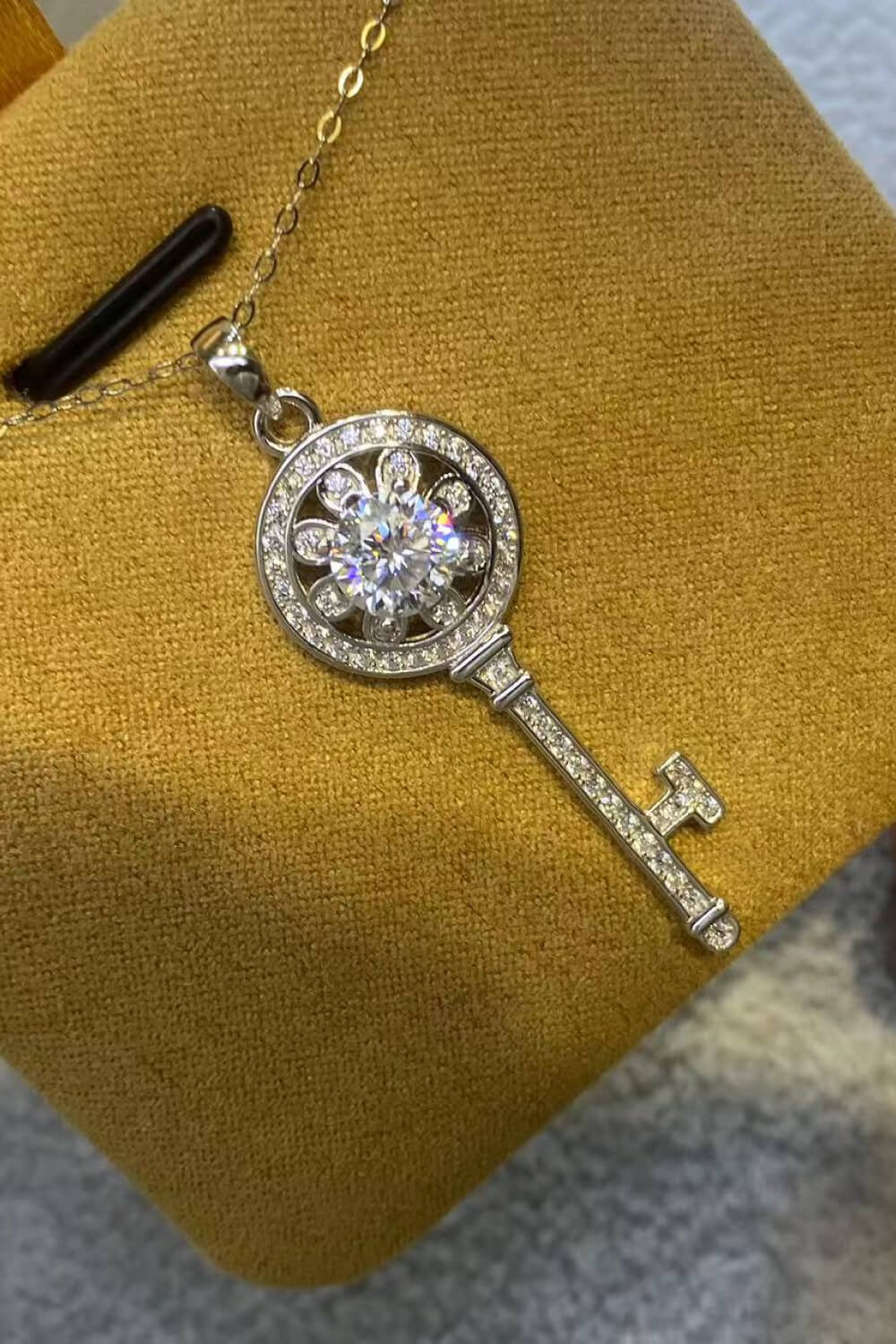 1 Carat Sparkala™ Platinum-Plated Key Pendant Necklace by Sparkala