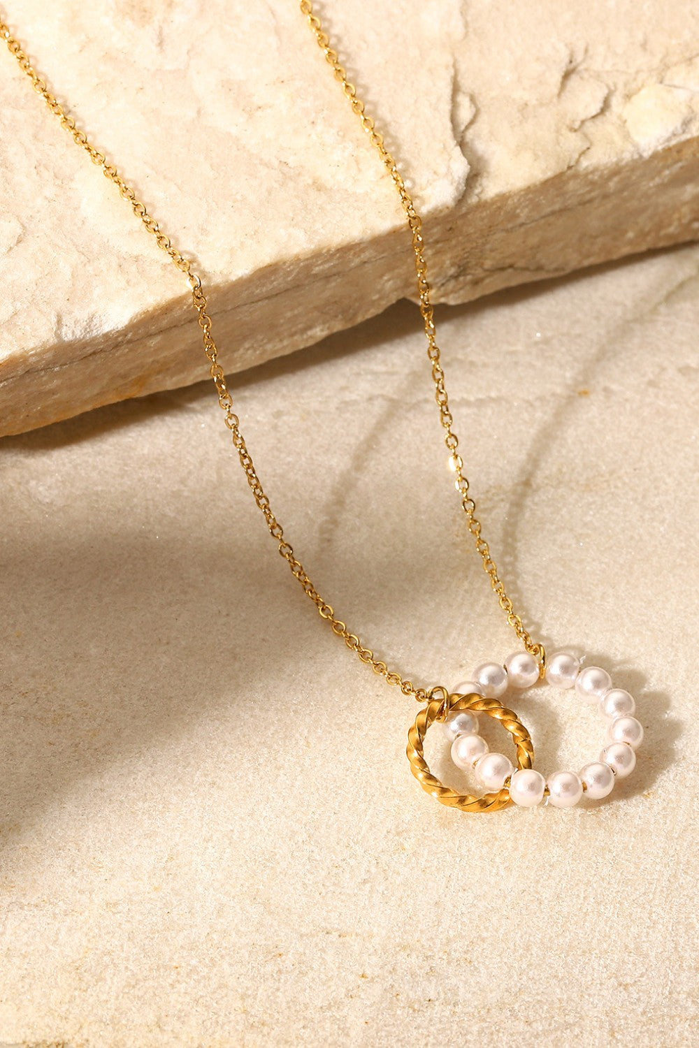 Pearl Hoop Link Pendant Necklace by Sparkala