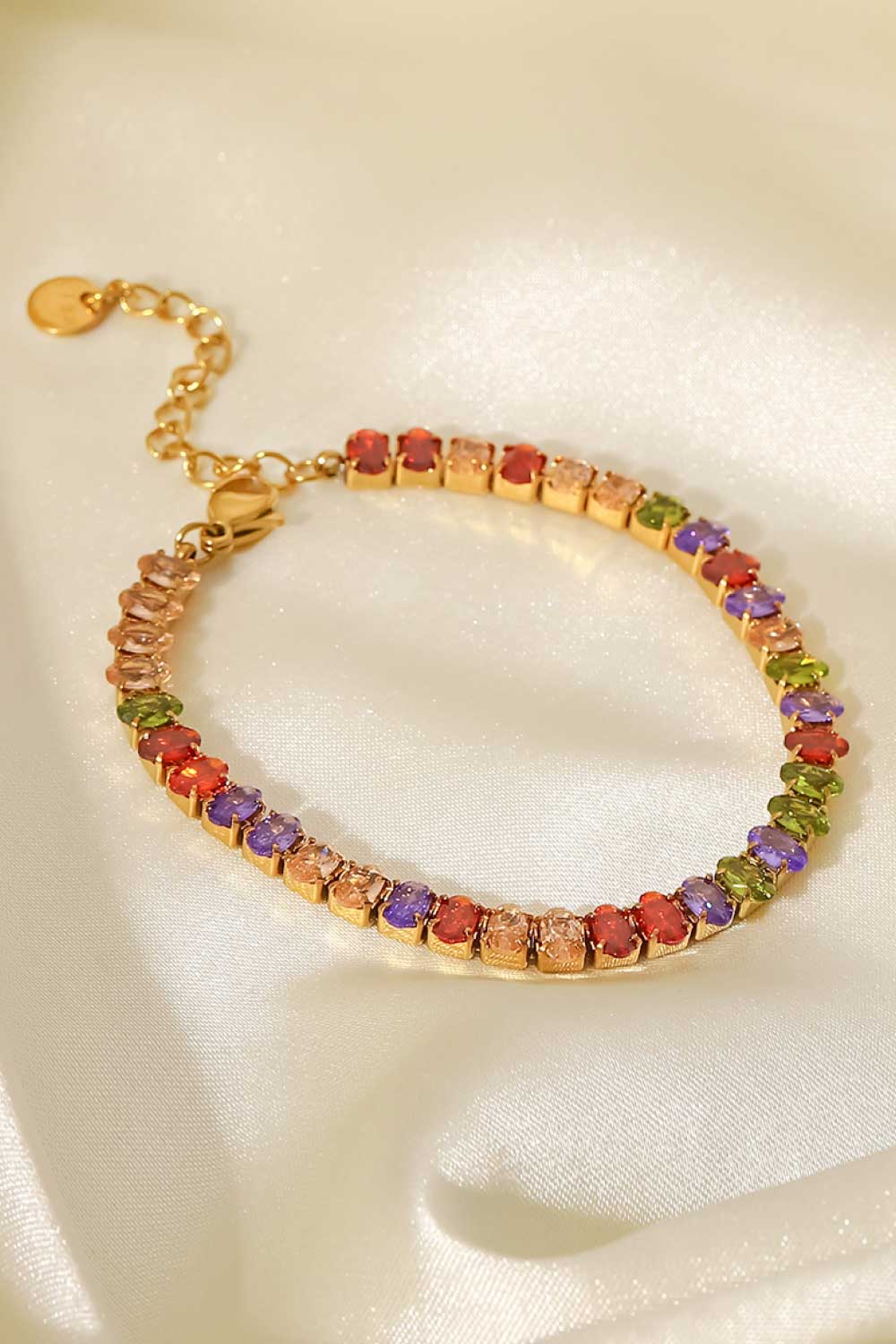 18K Gold Plated Multicolored Zircon Bracelet by Sparkala