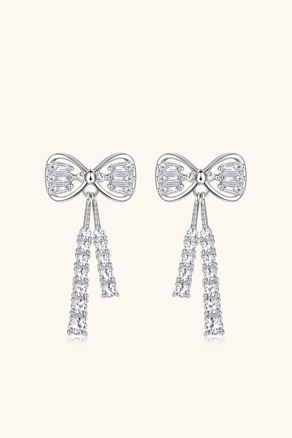1.12 Carat Sparkala™ Platinum-Plated 925 Sterling Silver Bow Earrings by Sparkala