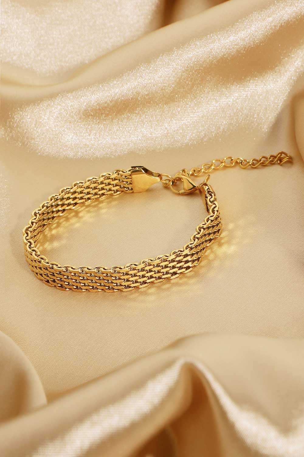 18K Gold-Plated Wide Chain Bracelet by Sparkala