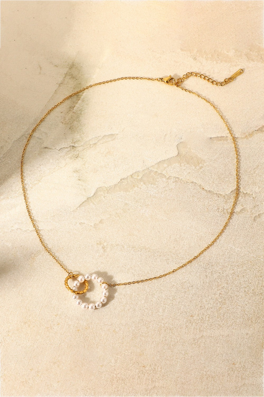 Pearl Hoop Link Pendant Necklace by Sparkala