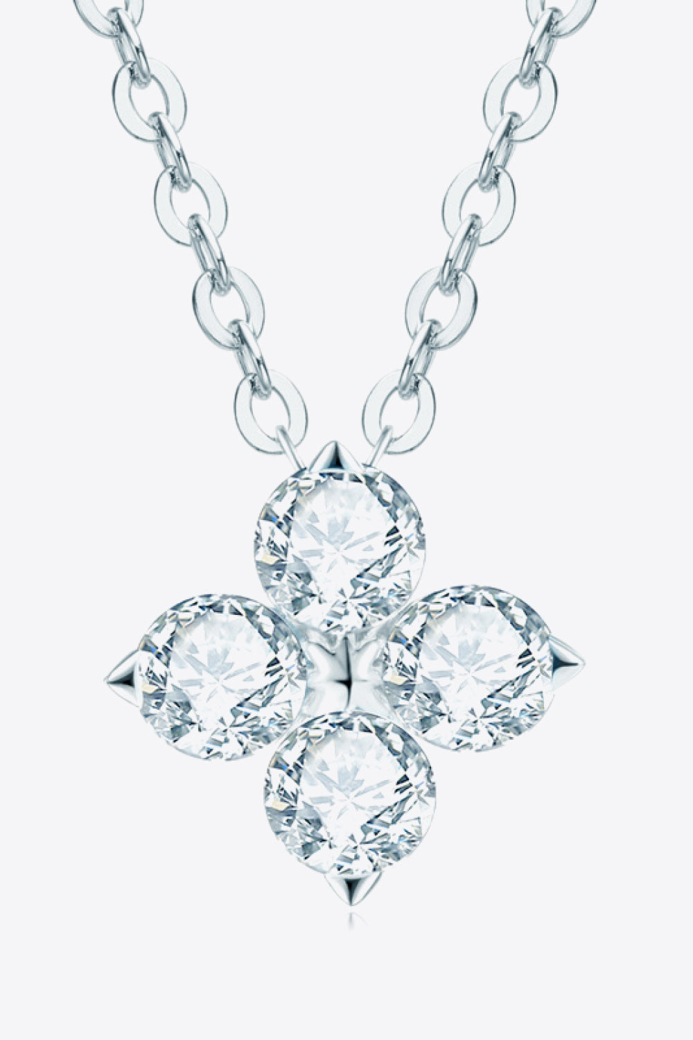 Sparkala™ Four Leaf Clover Pendant Necklace (Platinum-Plated Fine Silver) by Sparkala