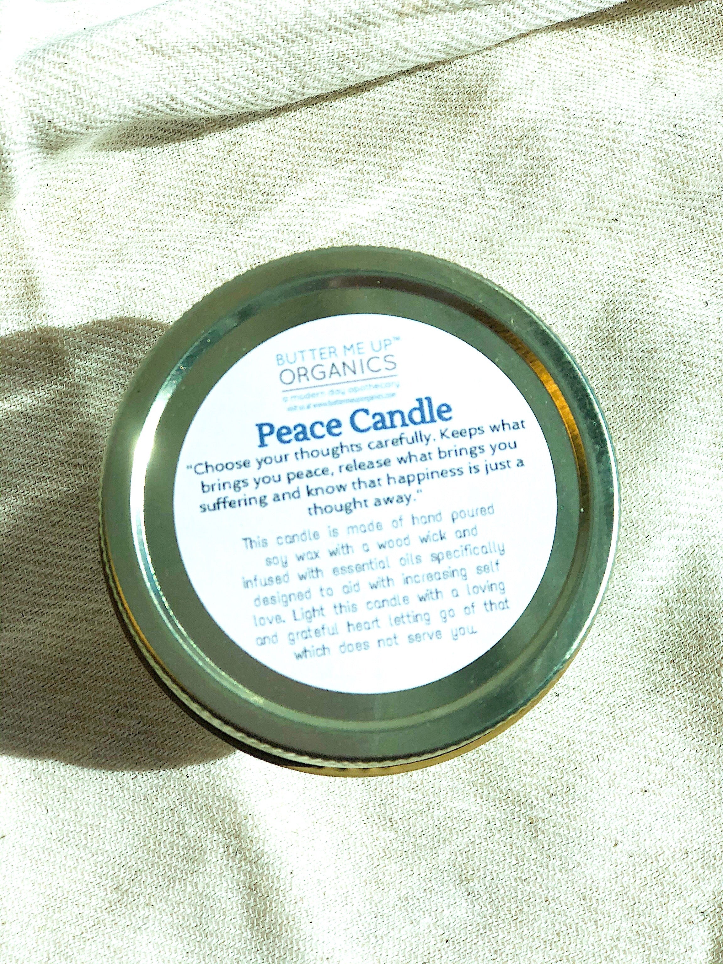 Peace Candle / Serenity Candle / Intention Candle / Ritual Candle / Crystal Candle / Pretty Candle / Organic Soy Wax Candle / Botanicals by Butter Me Up Organics