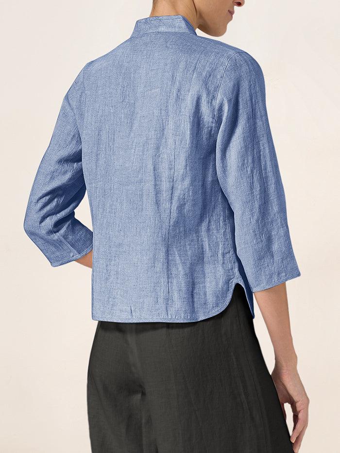 100% Linen Hand Button Fitted Jacket AMELIA by LINTICO
