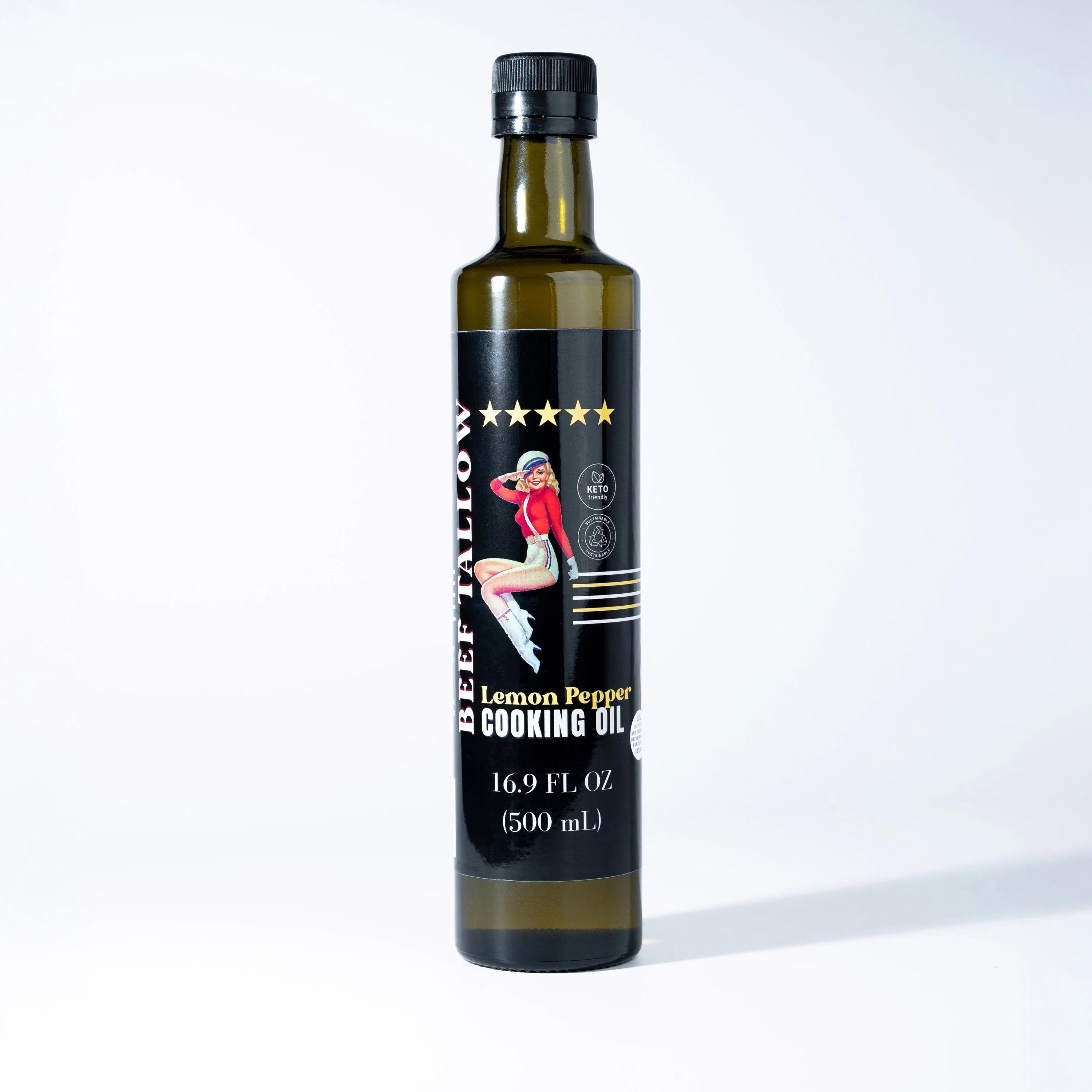 Cooking Oil Trio Bundle | Grass-Fed Beef Tallow & Olive Oil | Original, Rosemary Garlic & Lemon Pepper | Clean High-Heat Cooking from Our Restaurant Kitchen by The Lady May