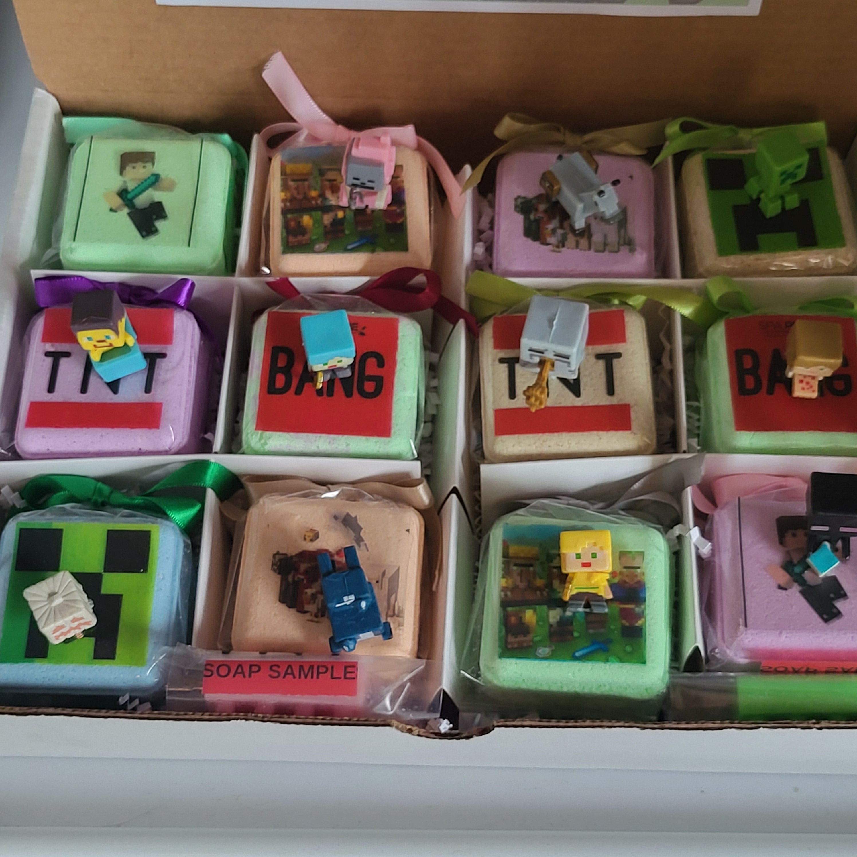 Bath Bombs for Kids with MineCrafter Toys Inside - BANG - BOOM - TNT - MADE in US, Natural Ingredients (12 Count) Pack of 1 by Spa Pure