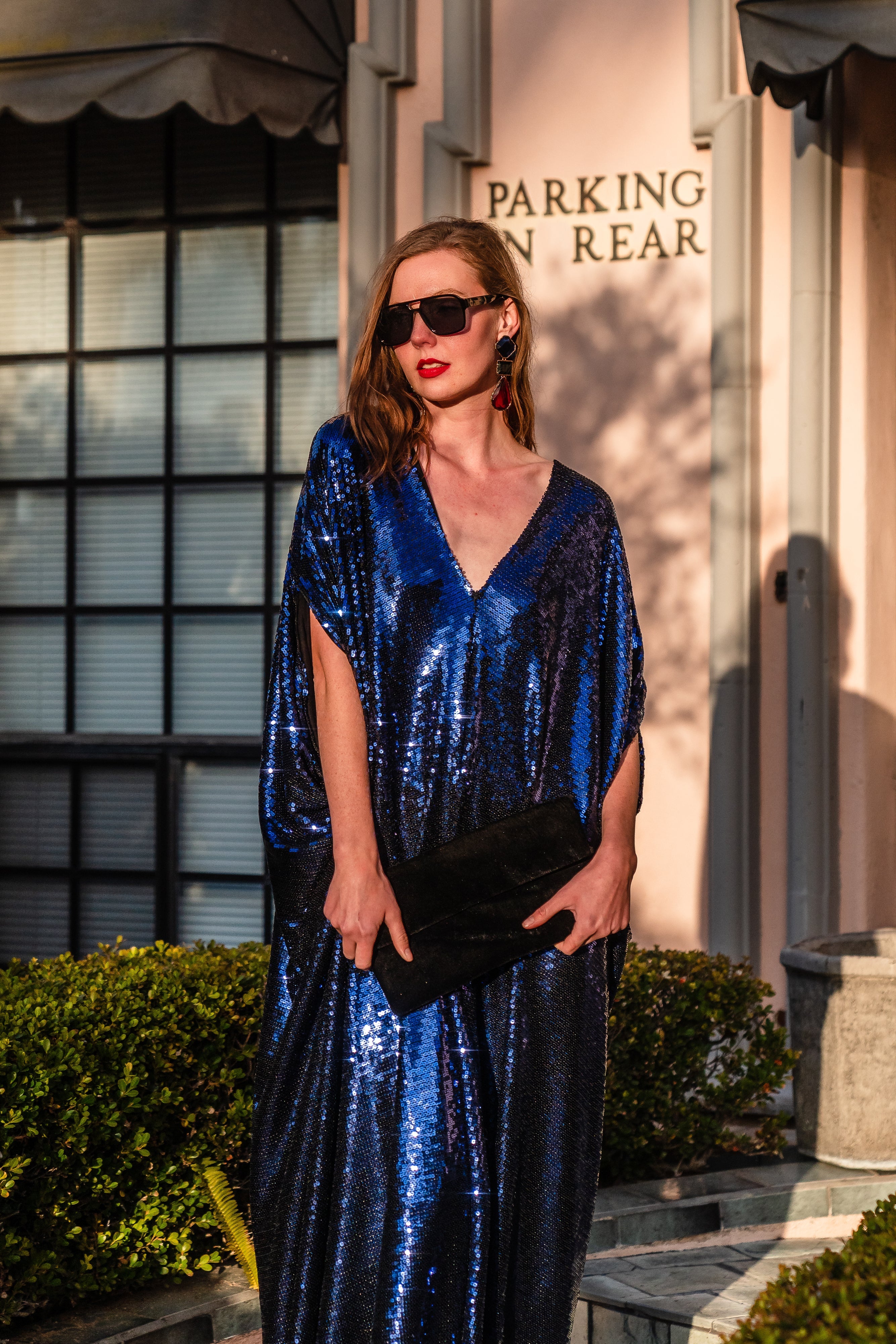 Night Sapphire Sequin Caftan Kaftan Dress by Jennafer Grace