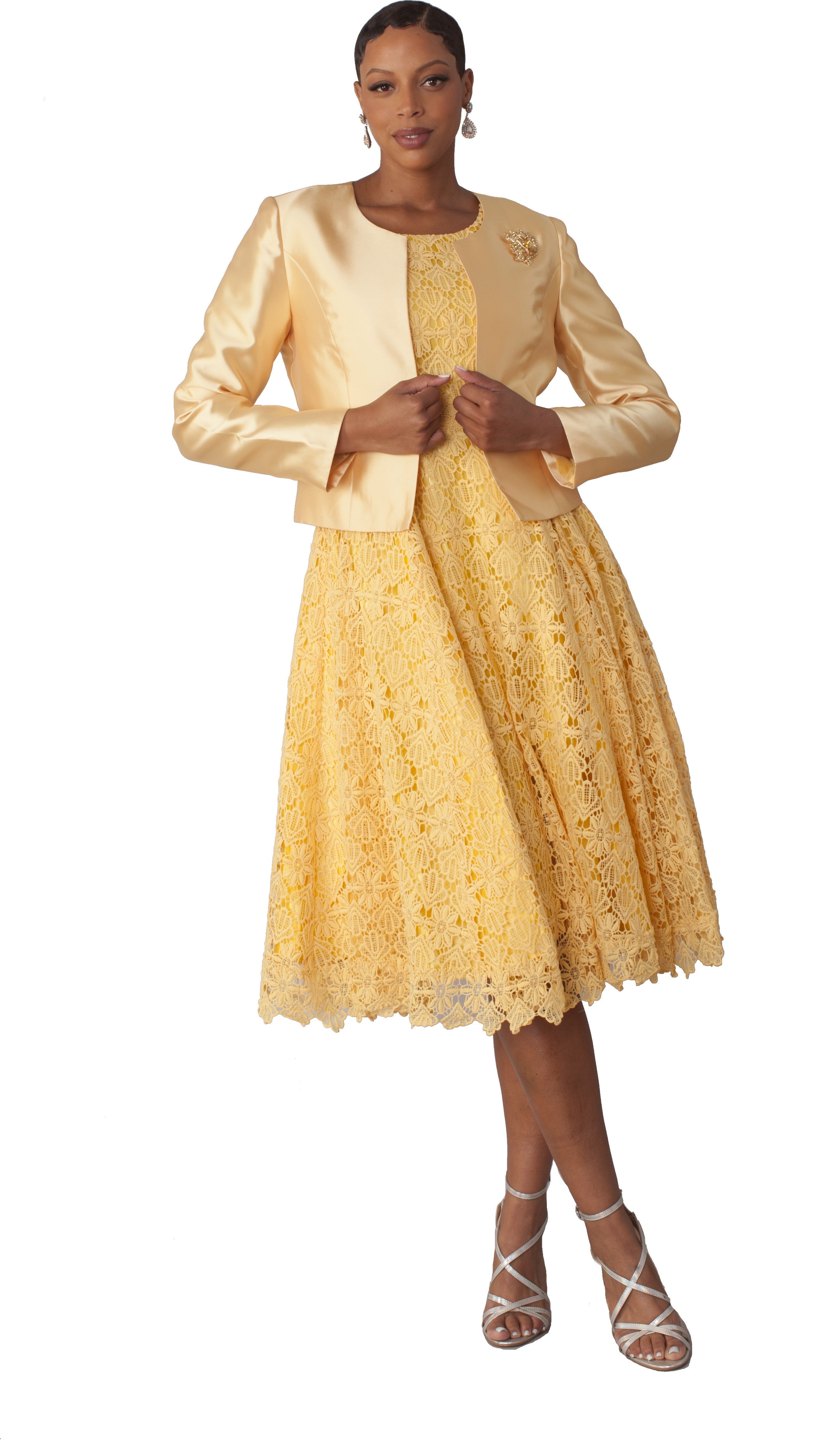 Plus Size Lace Church Dress with Satin Jacket -4529W by Tally Taylor