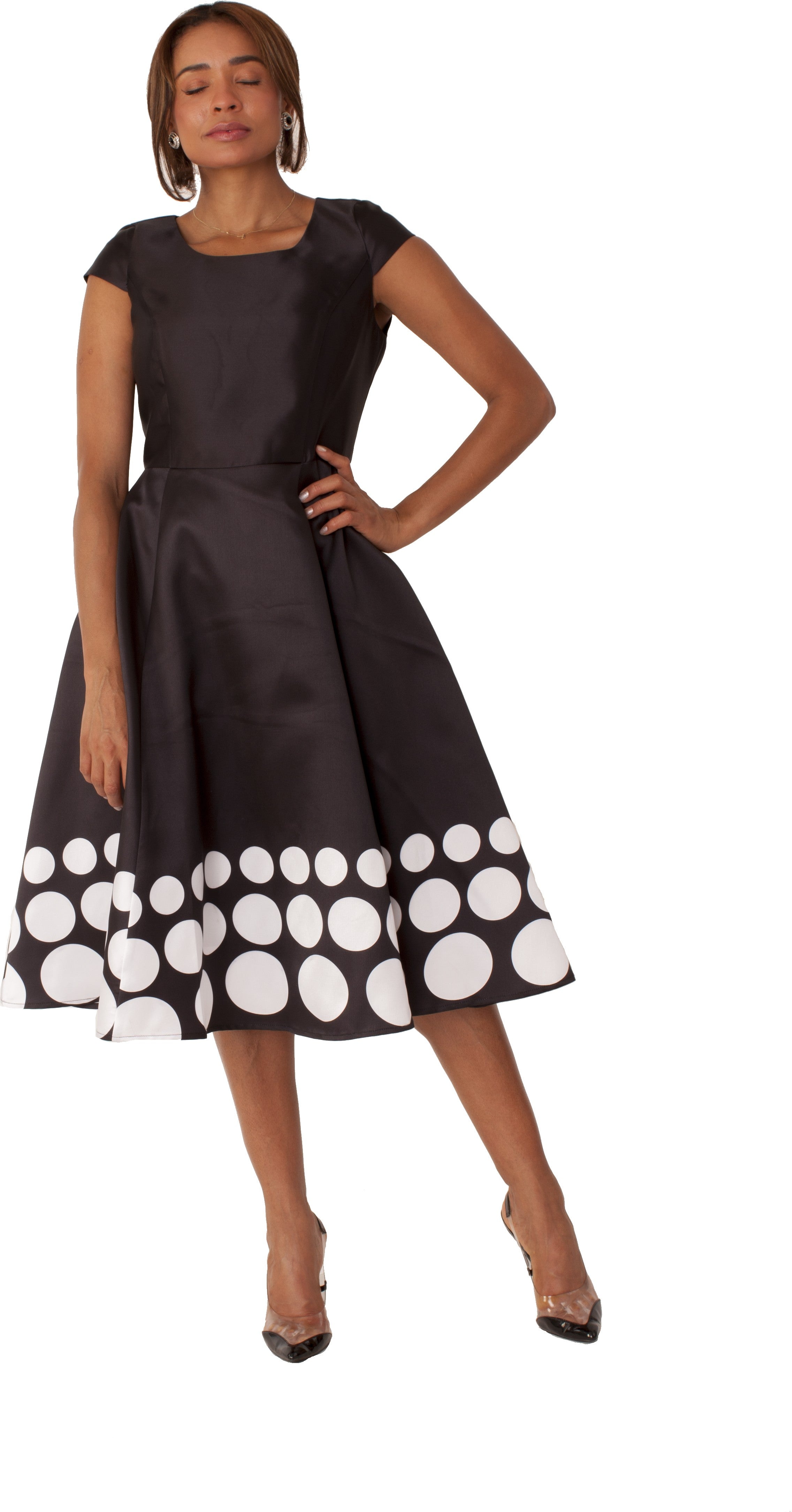 Plus Size Polka Dot Flare Dress Set with Jacket - 4817W by Tally Taylor