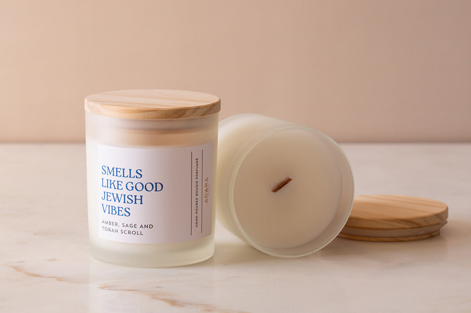 Smells Like Good Jewish Vibes - Amber, Sage & Torah Scroll Scented Candle by Adara Rituals