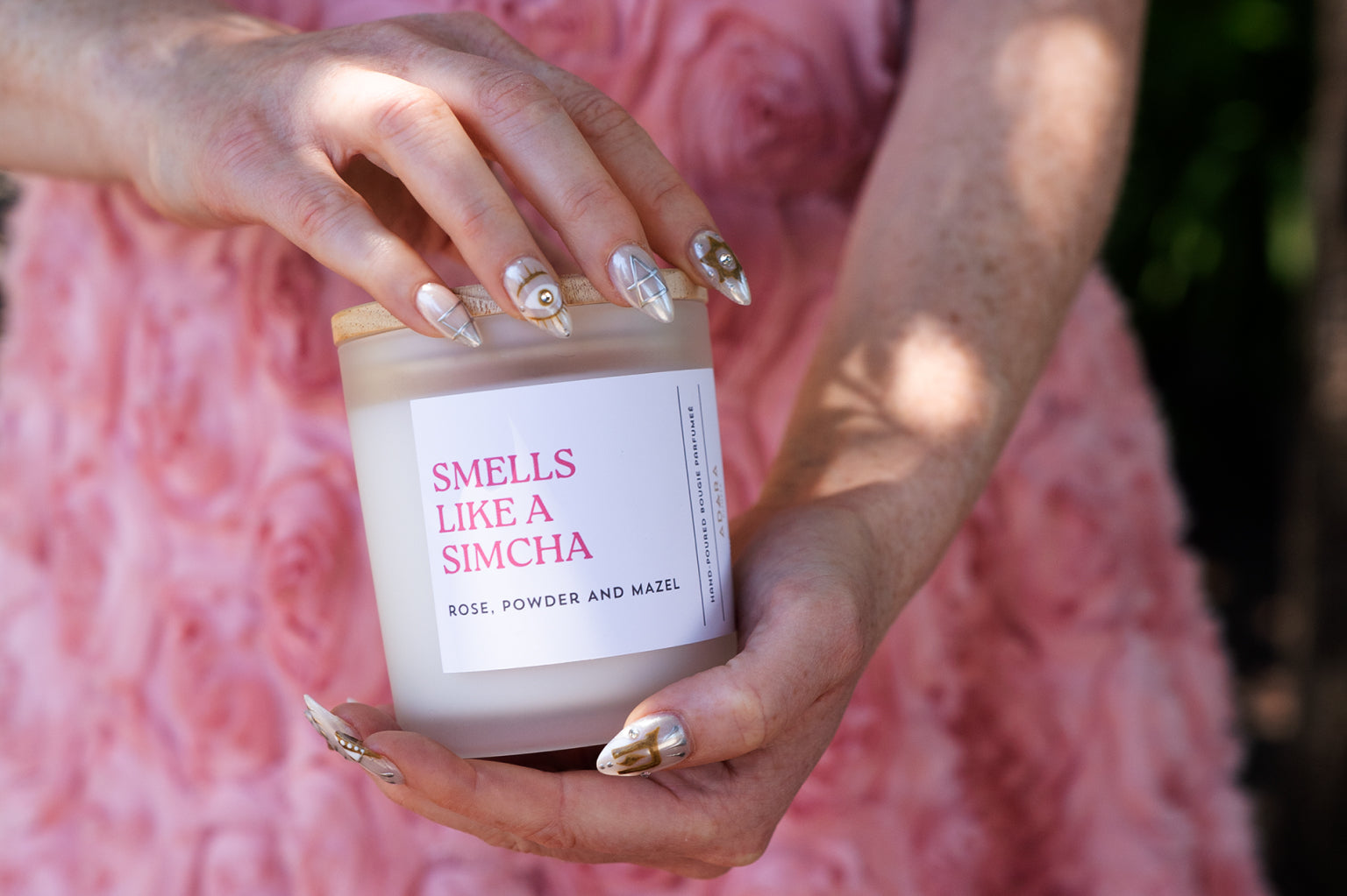 Smells Like A Simcha - Rose, Powder, and Mazel Scented Candle by Adara Rituals