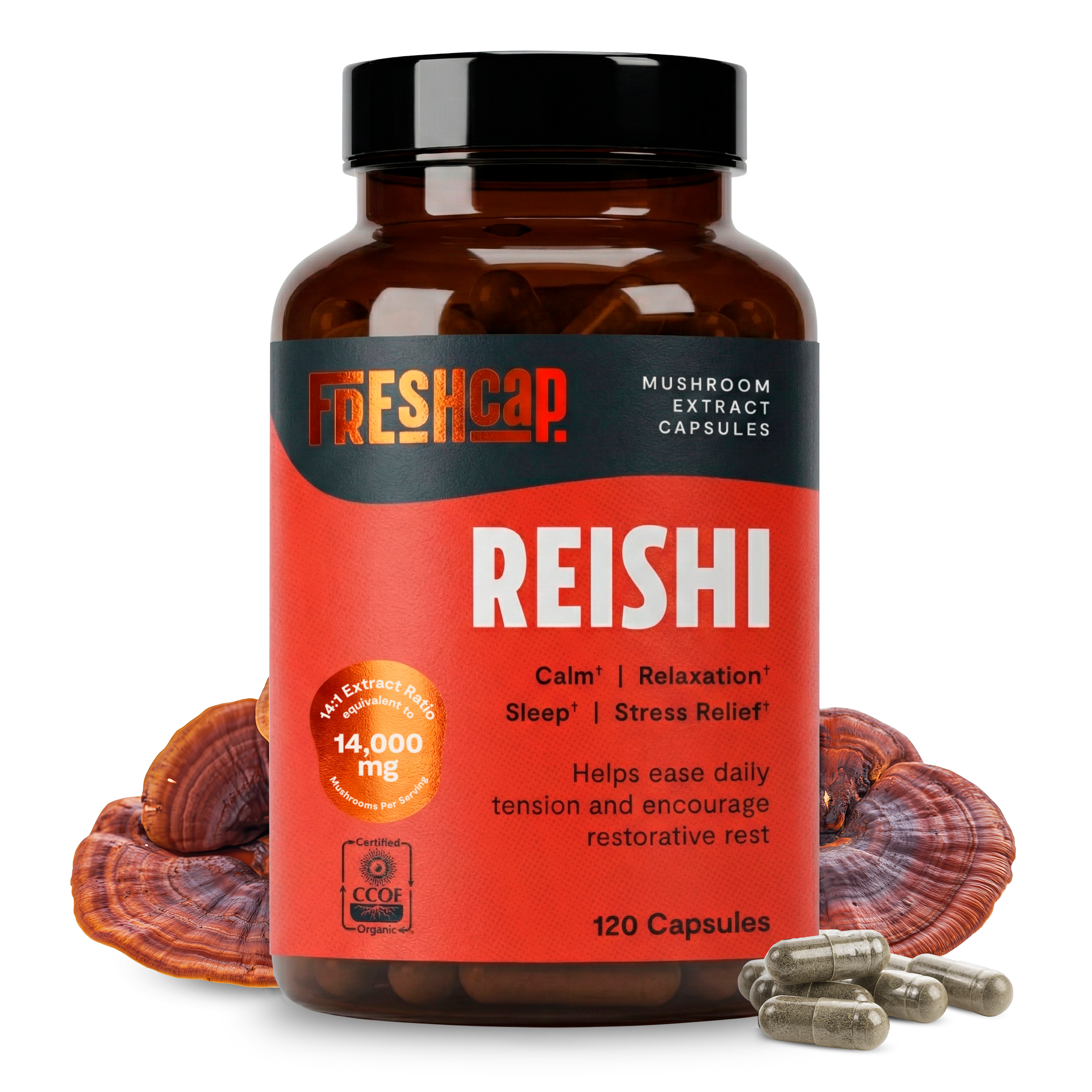 Organic Reishi Mushroom Capsules by FreshCap Mushrooms