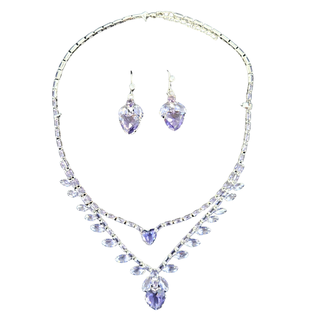 “Aurora” Lavender Crystal Necklace & Earrings Jewelry Set by Farmacias Savia
