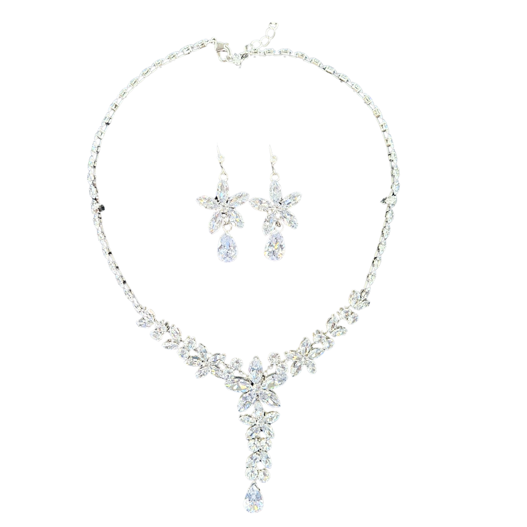 Estrella Crystal Floral Necklace & Earrings Jewelry Set by Farmacias Savia