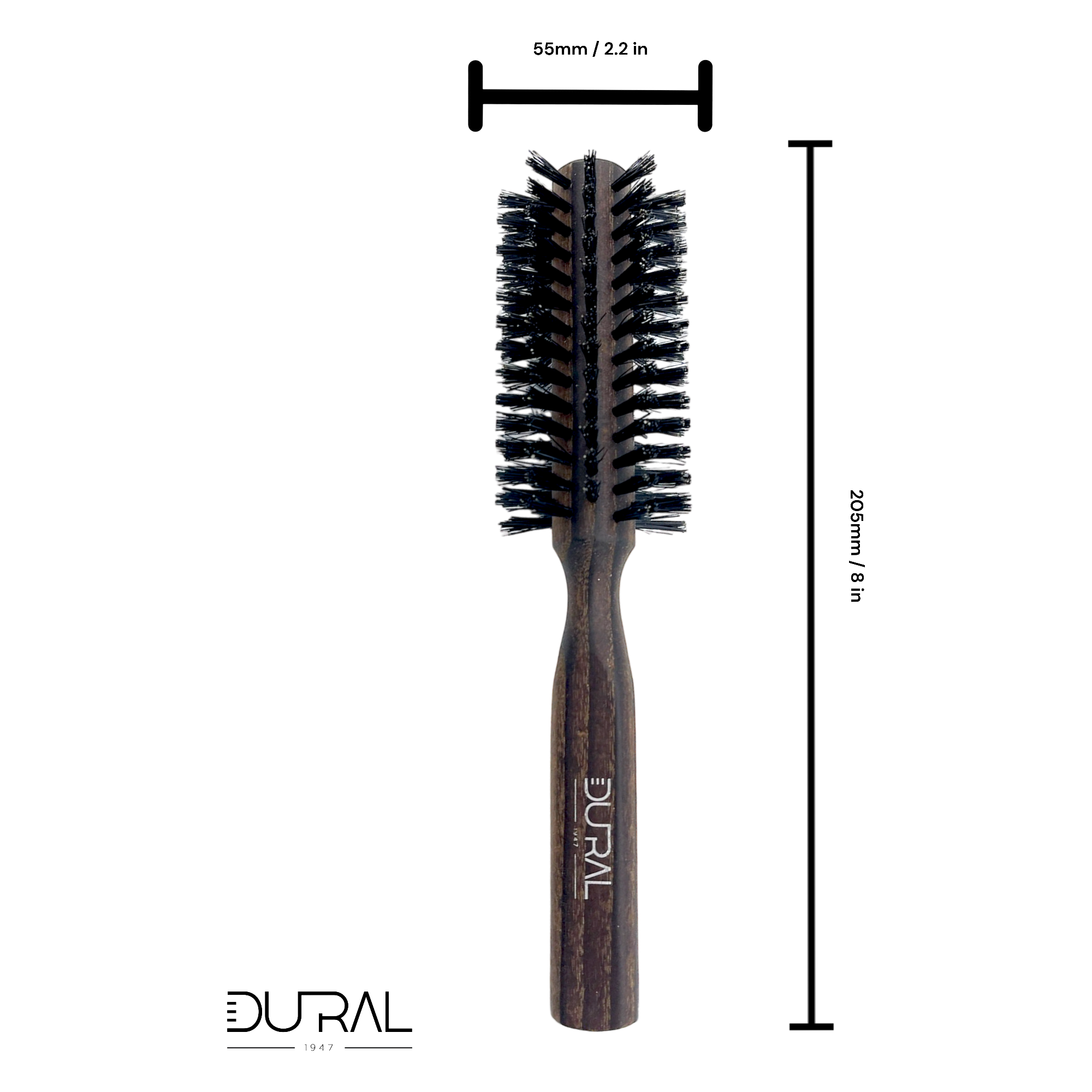Dural Thermo Ash Wood 10 rows round hair brush with boar bristles by Pasteur Pharmacy