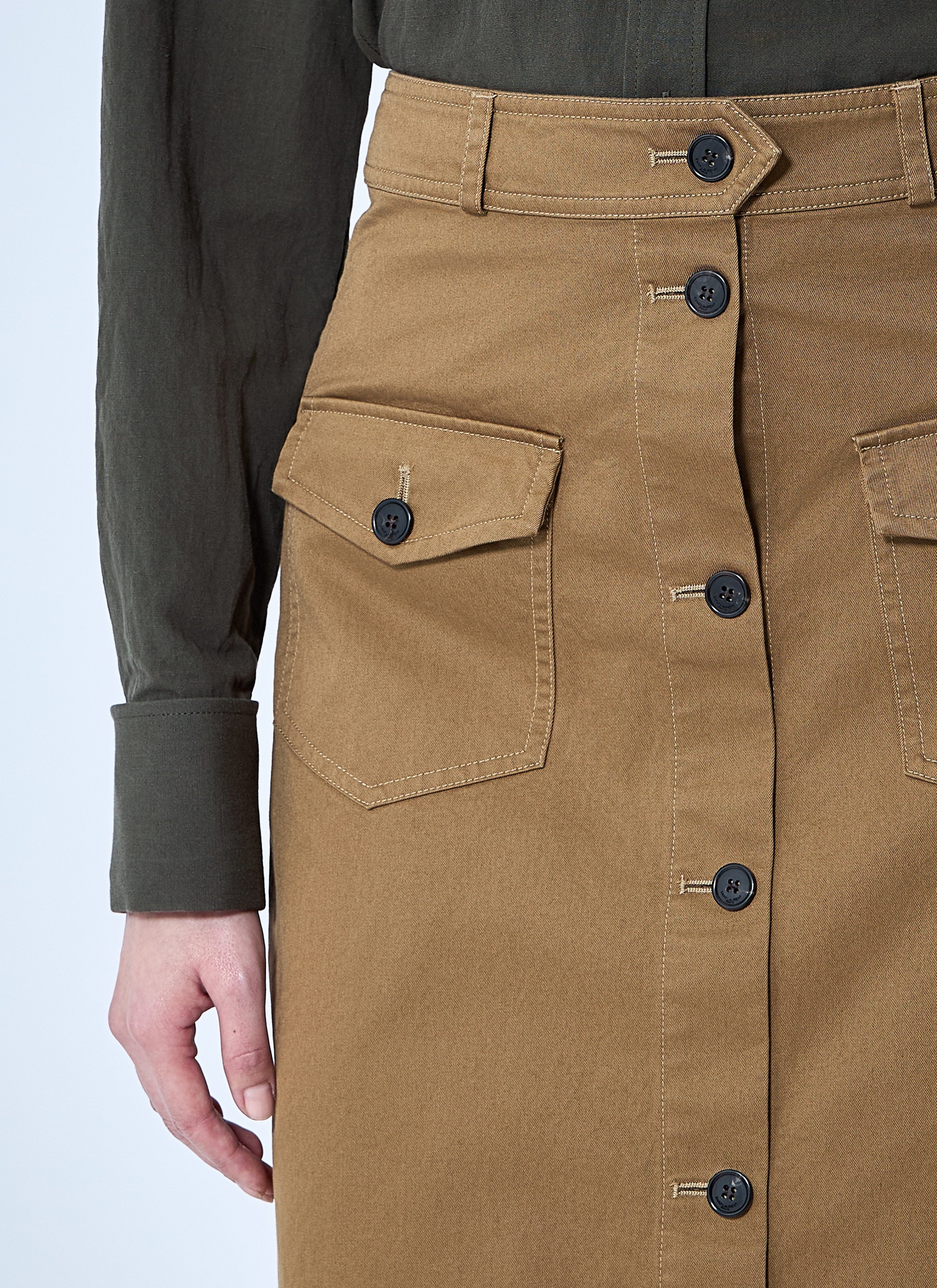 Saint Laurent Women Cotton Serge Midi Skirt by Luosophy