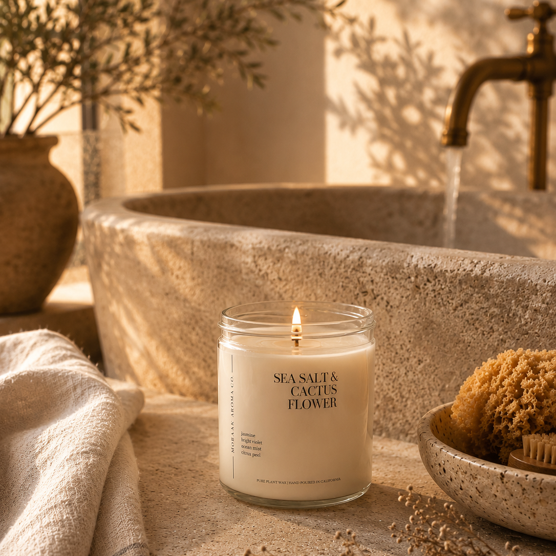 Sea Salt & Cactus Flower Candle by Mobaak Aromatherapy Shoppe