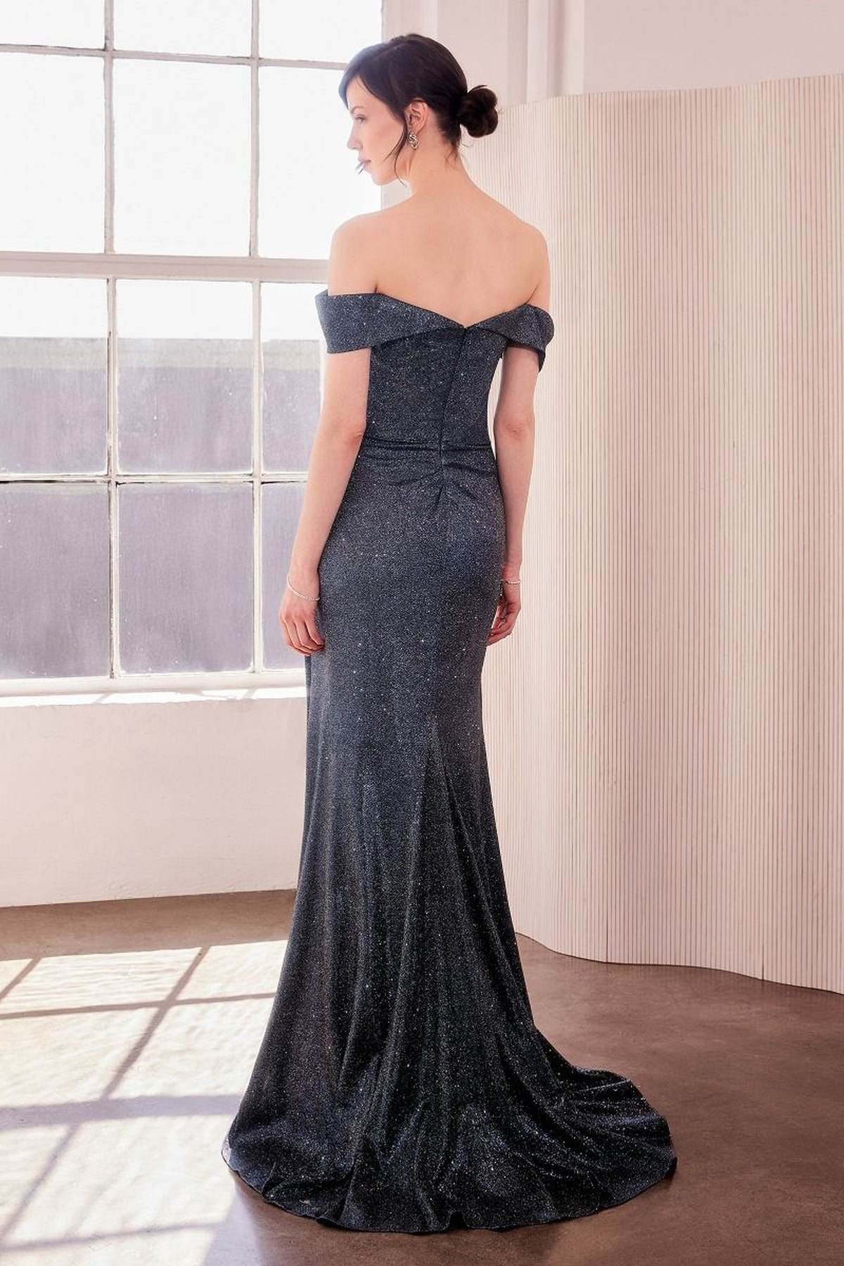 Ladivine Amoris T605 Off Shoulder Sweetheart Neck Metallic Prom Gown by DiscountDressShop