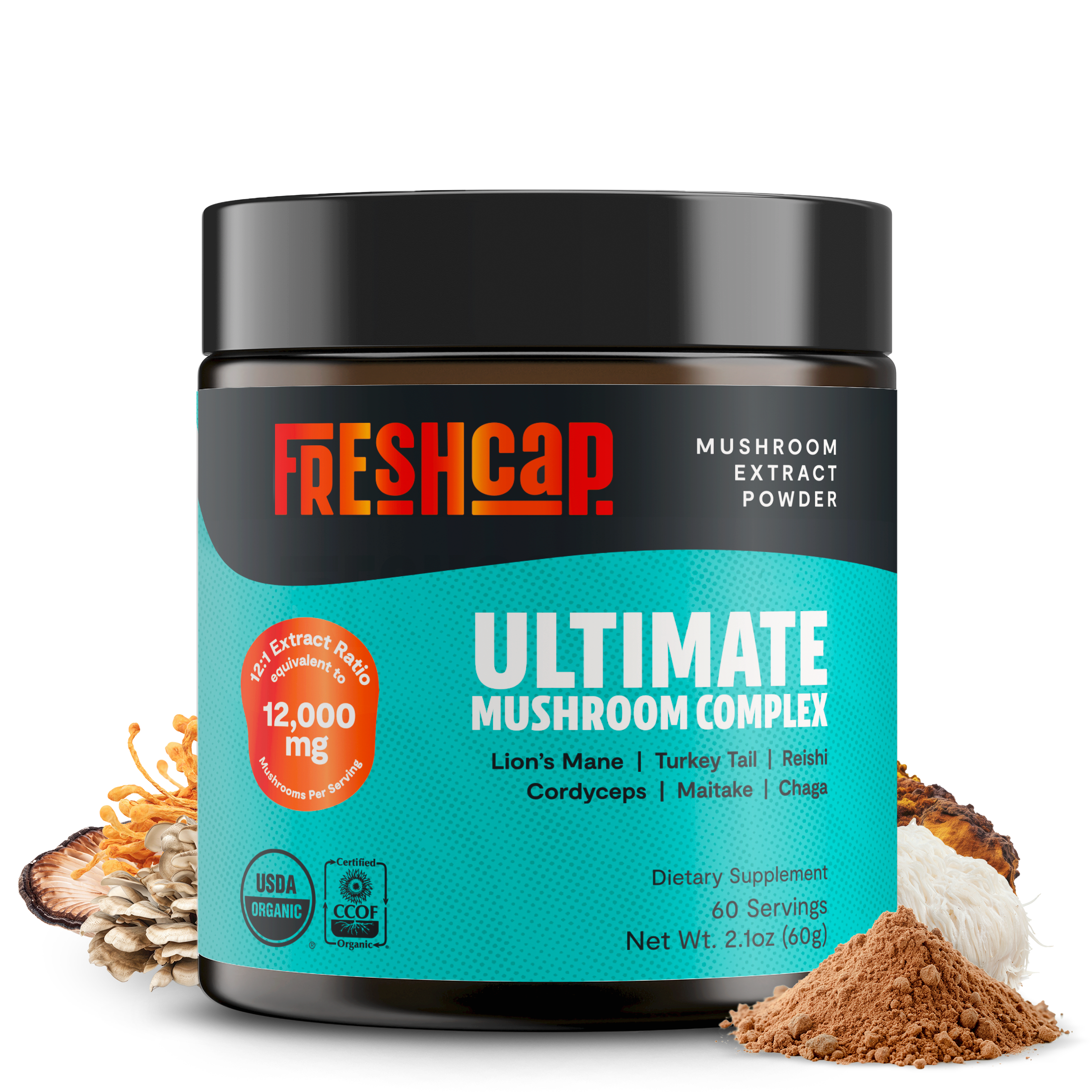 Organic Mushroom Extract Powder Blend by FreshCap Mushrooms