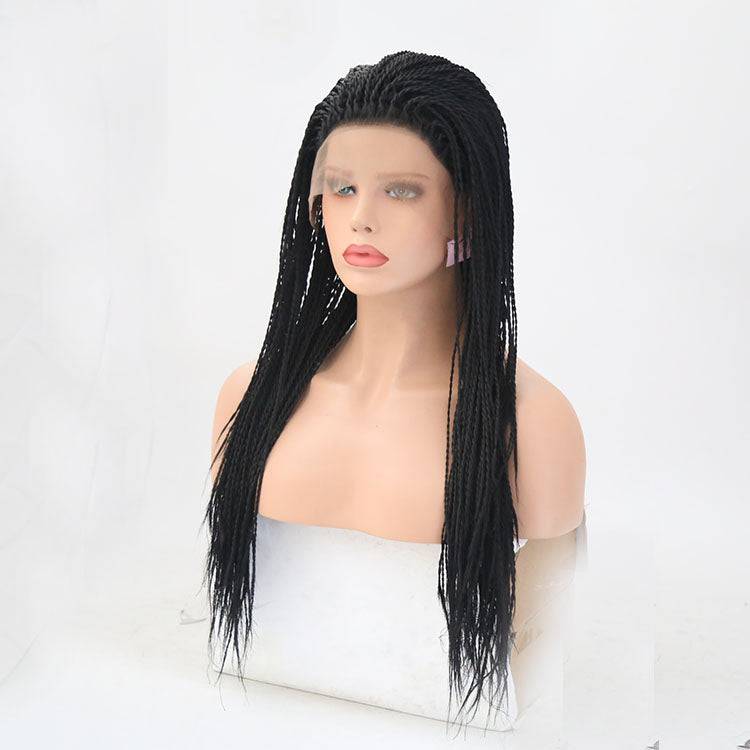 VIP Synthetic Lace Front Wig, Braided, 24", Color 1B