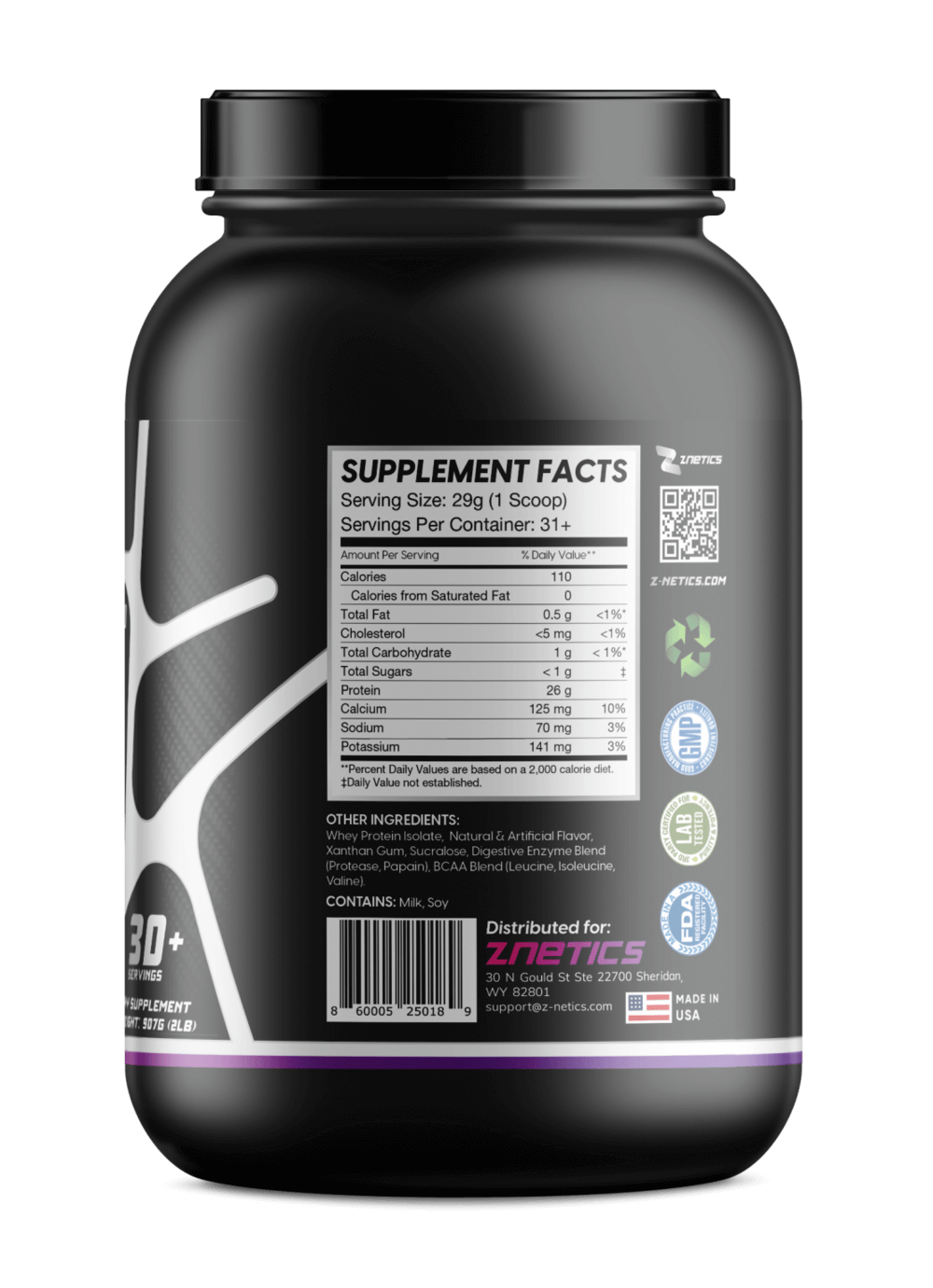 Whey Isolate Protein Vanilla 2LB | 26g Protein, Zero Sugar | ONE ZTRIKE by ZNETICS by Znetics