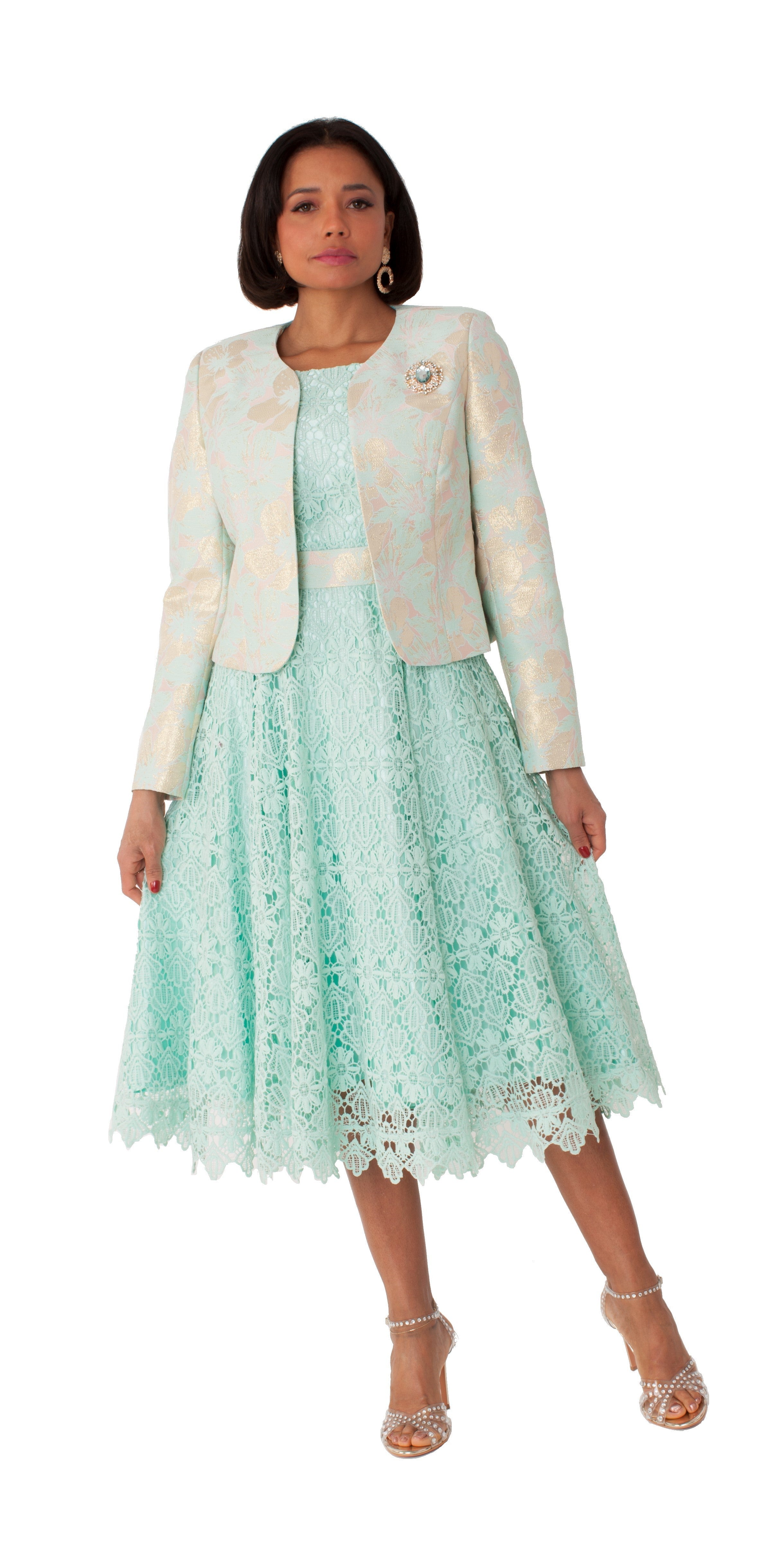 Elegant Woven Jacket & Lace Dress Set – 4847 by Tally Taylor
