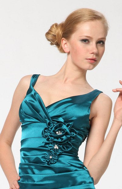 CLEARANCE - Cinderella Divine 5098 Teal Mermaid Dress Pleated Bodice Gown (Size 2XL) by DiscountDressShop