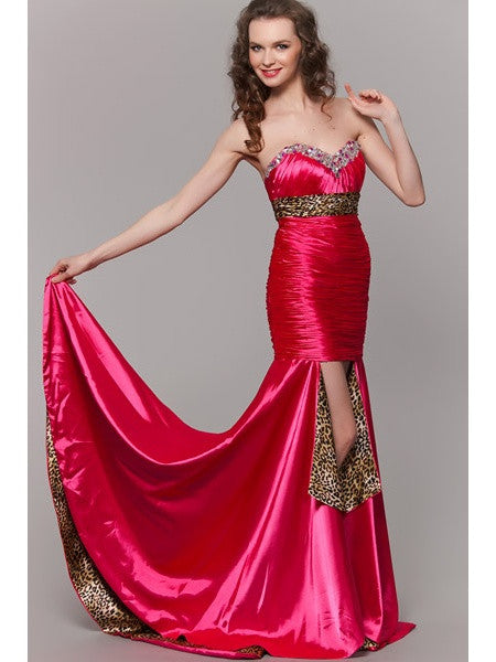 CLEARANCE - Cinderella Divine 7558 Strapless Fuchsia Leopard Print Dress (Size 10) by DiscountDressShop
