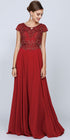 Juliet 657 Cap Sleeves Beaded Bodice A-line Long Dress by DiscountDressShop
