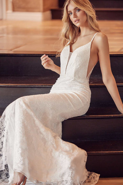 Juliet 272 Embroidered Lace With Stone Accents Fitted Dress by DiscountDressShop