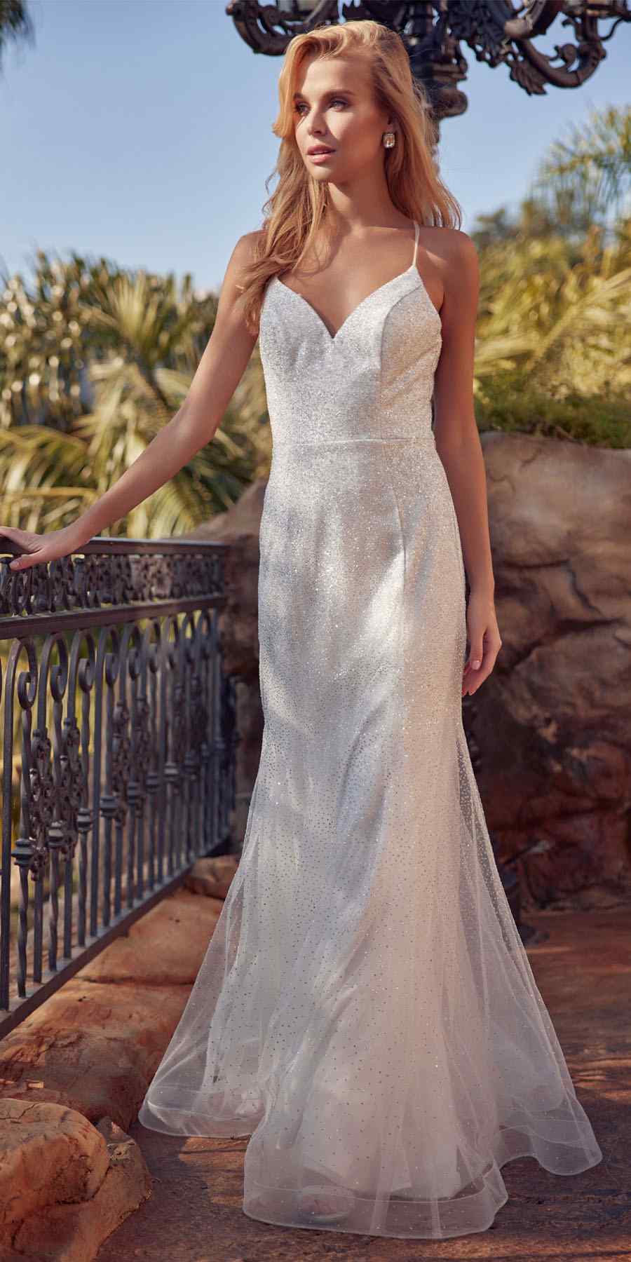 Juliet 271W Glitter Mesh Fitted Wedding Gown by DiscountDressShop