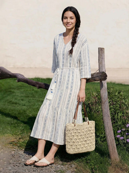 Crochet Woven Fan-Shape Shoulder Tote Bag by LINTICO