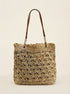 Crochet Woven Fan-Shape Shoulder Tote Bag by LINTICO