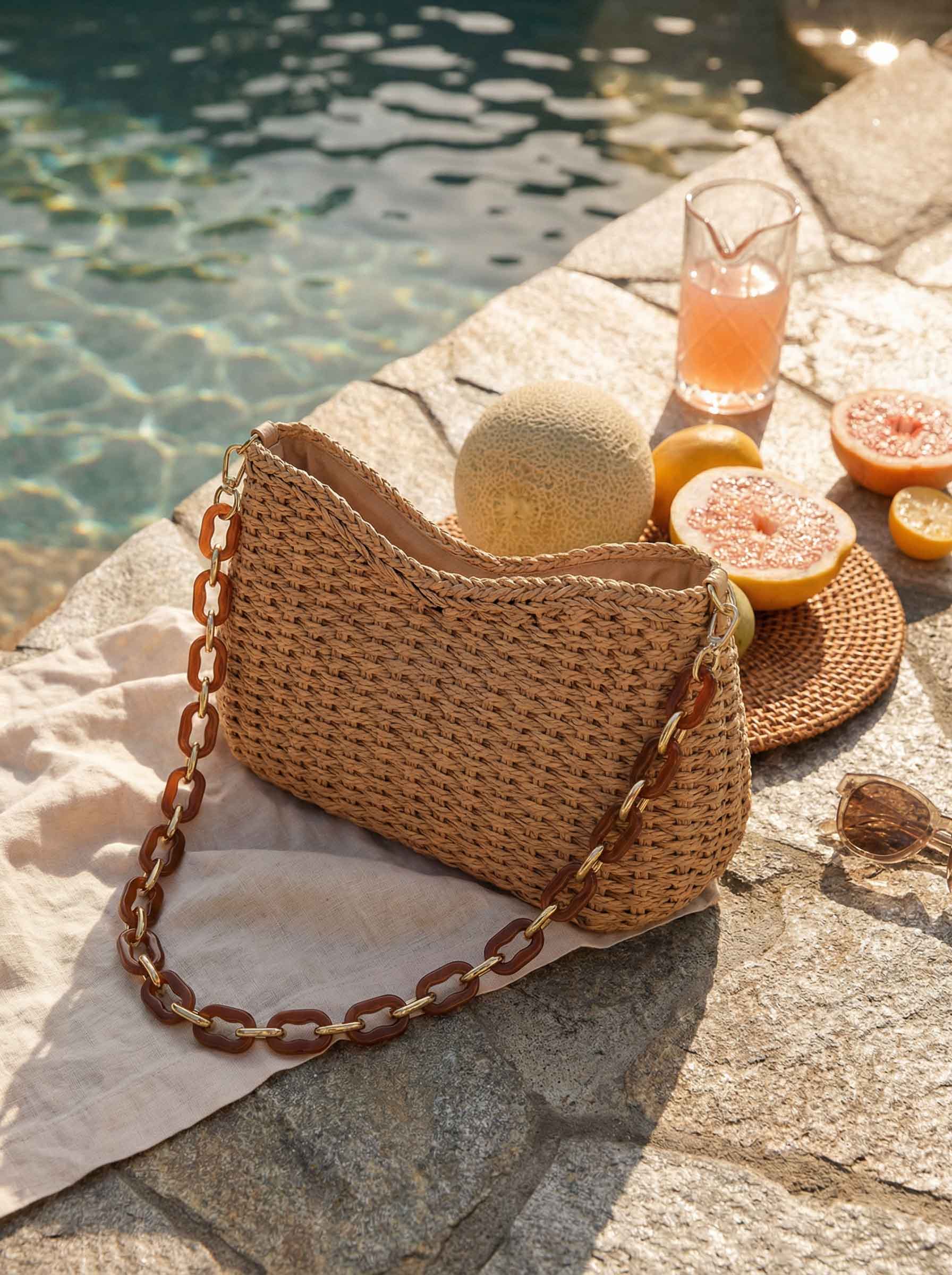 Colorful Woven Straw Shoulder Bag by LINTICO