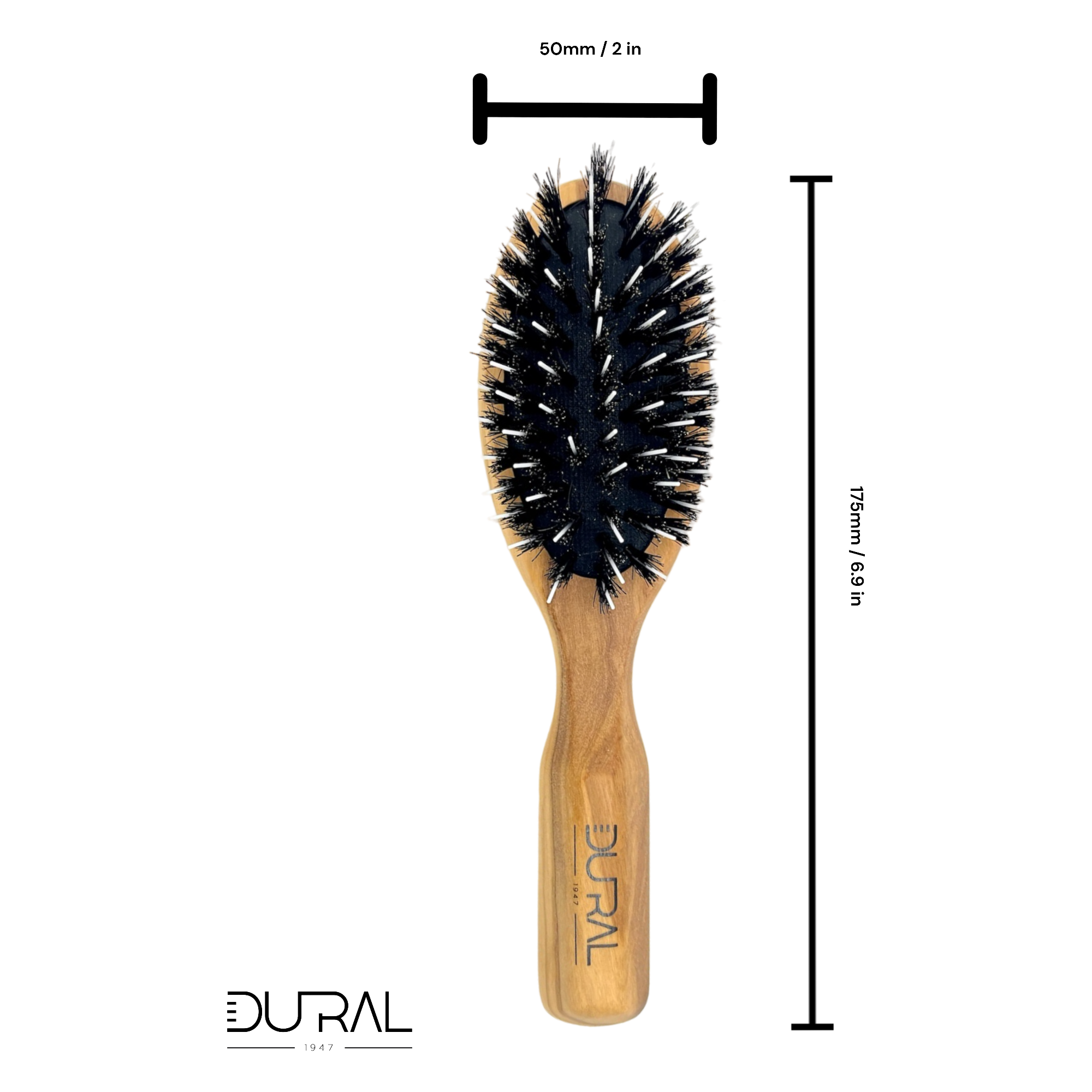 Dural Olive wood rubber cushion hair brush with boar bristles and nylon by Pasteur Pharmacy