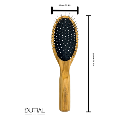 Dural Olive wood rubber cushion hair brush with steel pins and ball tips by Pasteur Pharmacy
