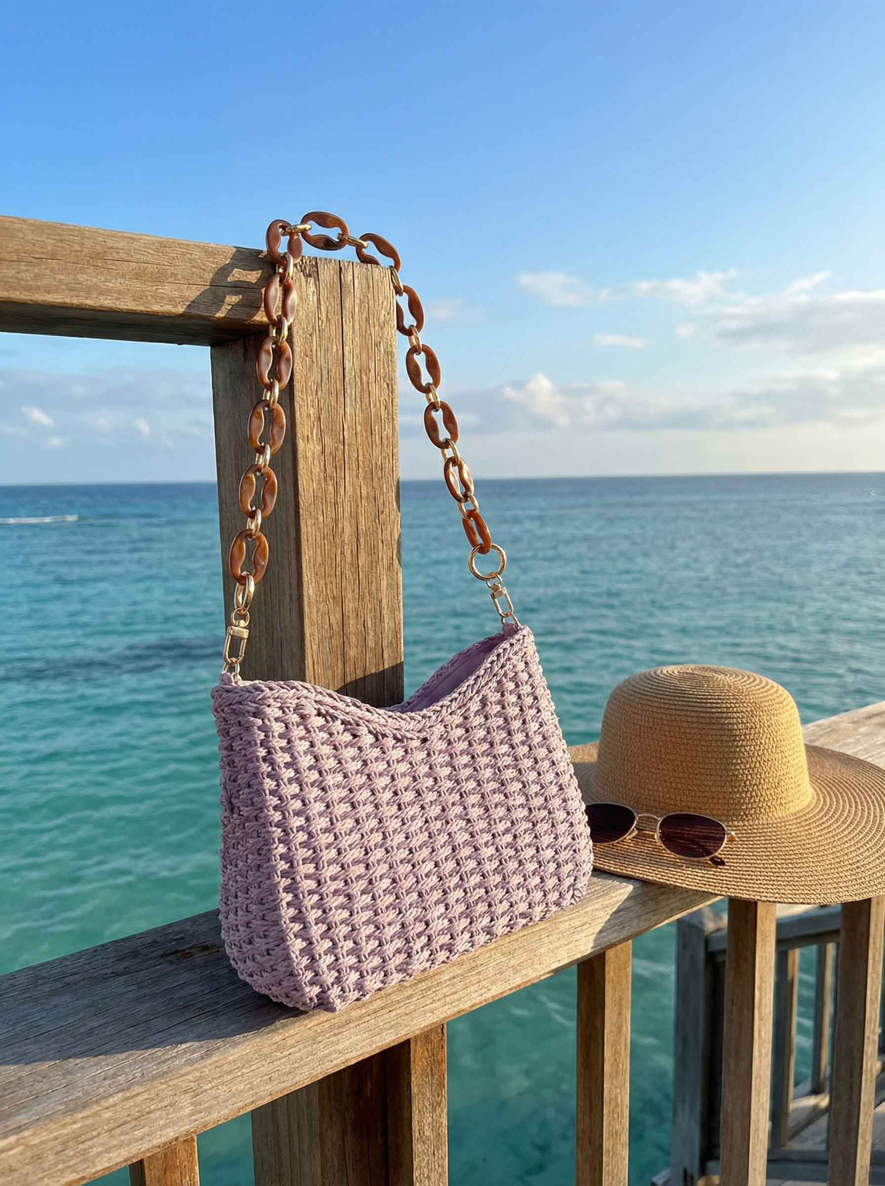 Colorful Woven Straw Shoulder Bag by LINTICO