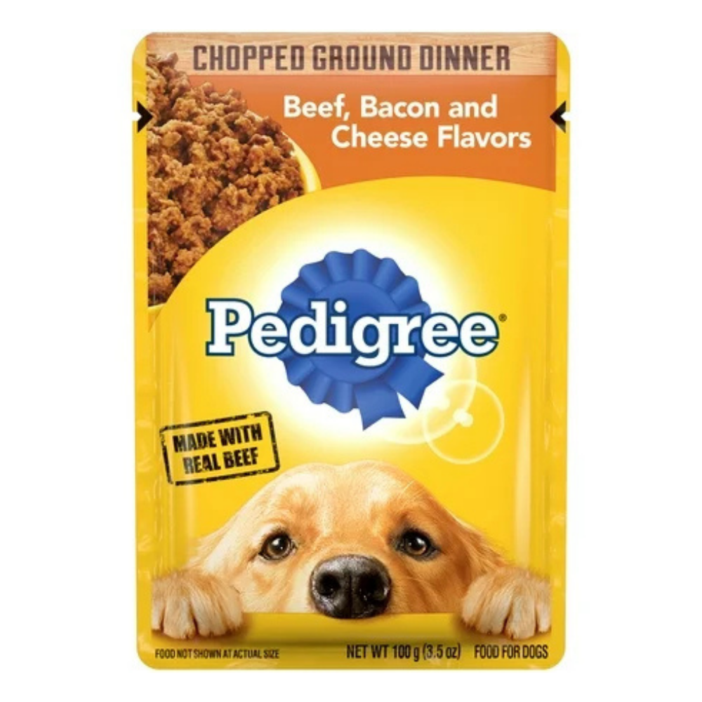 Pedigree Chopped Ground Dinner Beef, Bacon &amp; Cheese Flavor (3.5oz) by Farmacias Savia