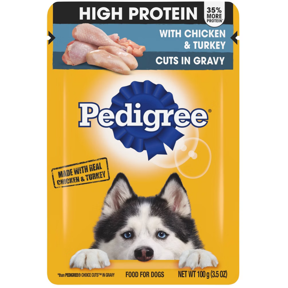 Pedigree High Protein Wet Dog Food With Chicken &amp; Turkey in Gravy (3.5oz) by Farmacias Savia