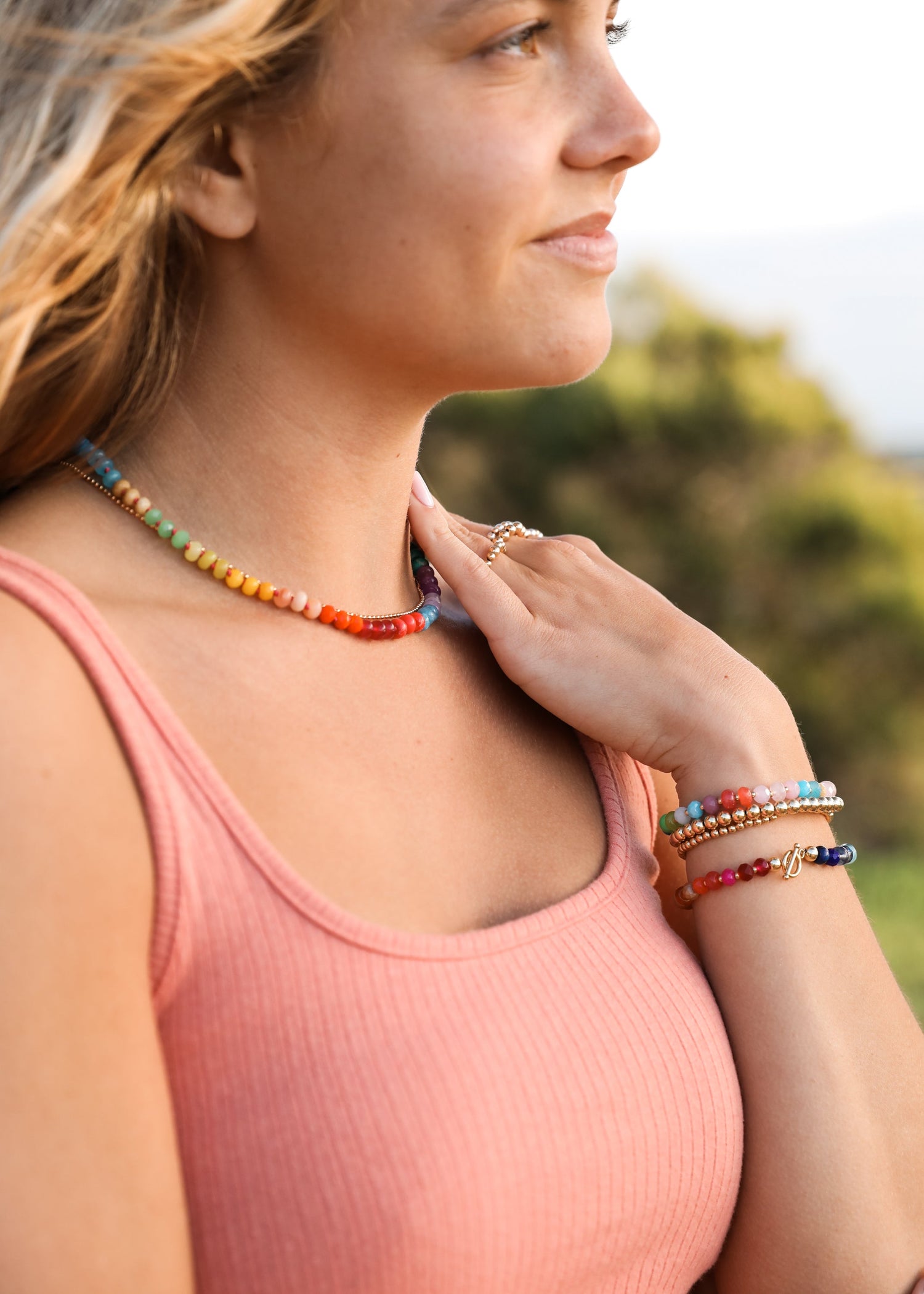 Natural Gemstone Necklace + 14k Gold Filled Toggle : Paradise by CanyonLeaf