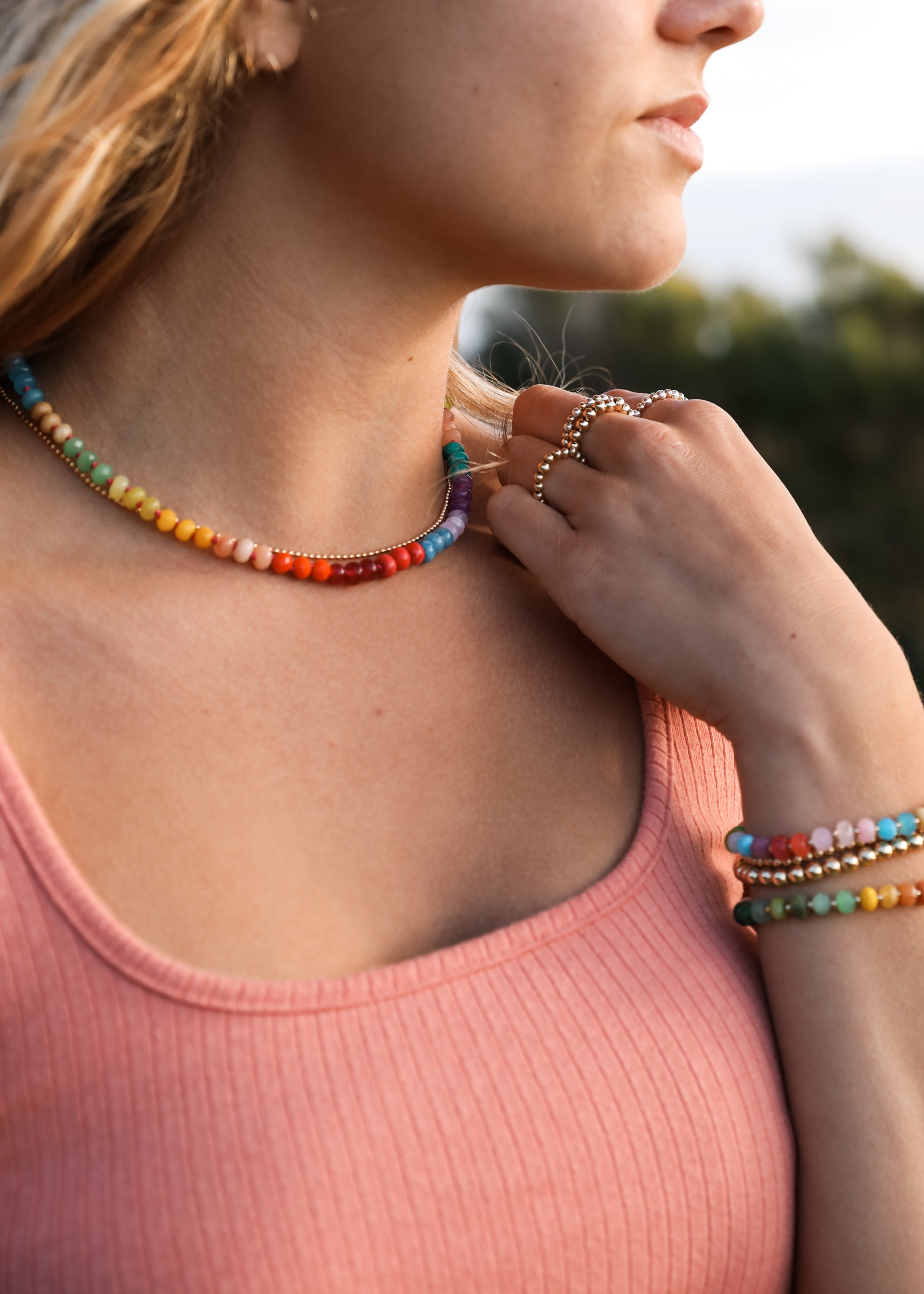 Natural Gemstone Bracelet + 14k Gold Filled Toggle : Skyline by CanyonLeaf